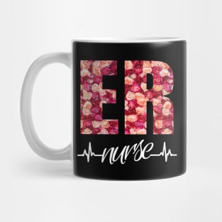 ER Nurse Heartbeat Roses Mug